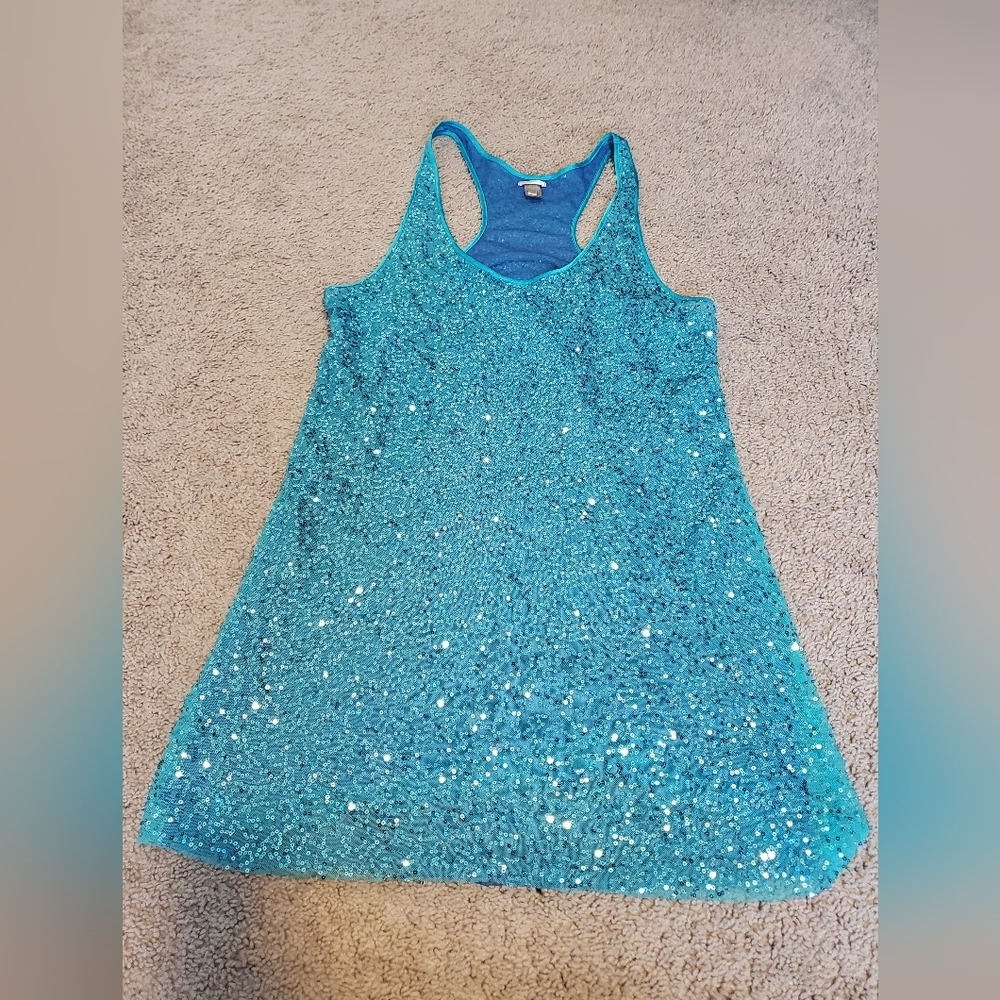 Victoria's Secret Blue Sparkle Sequin Babydoll Size Large